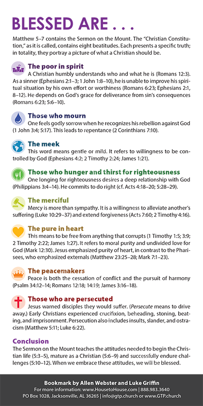 The Beatitudes Pack Of 10 Info Cards Or Oversize Bookmarks Glad Tidings Publishing