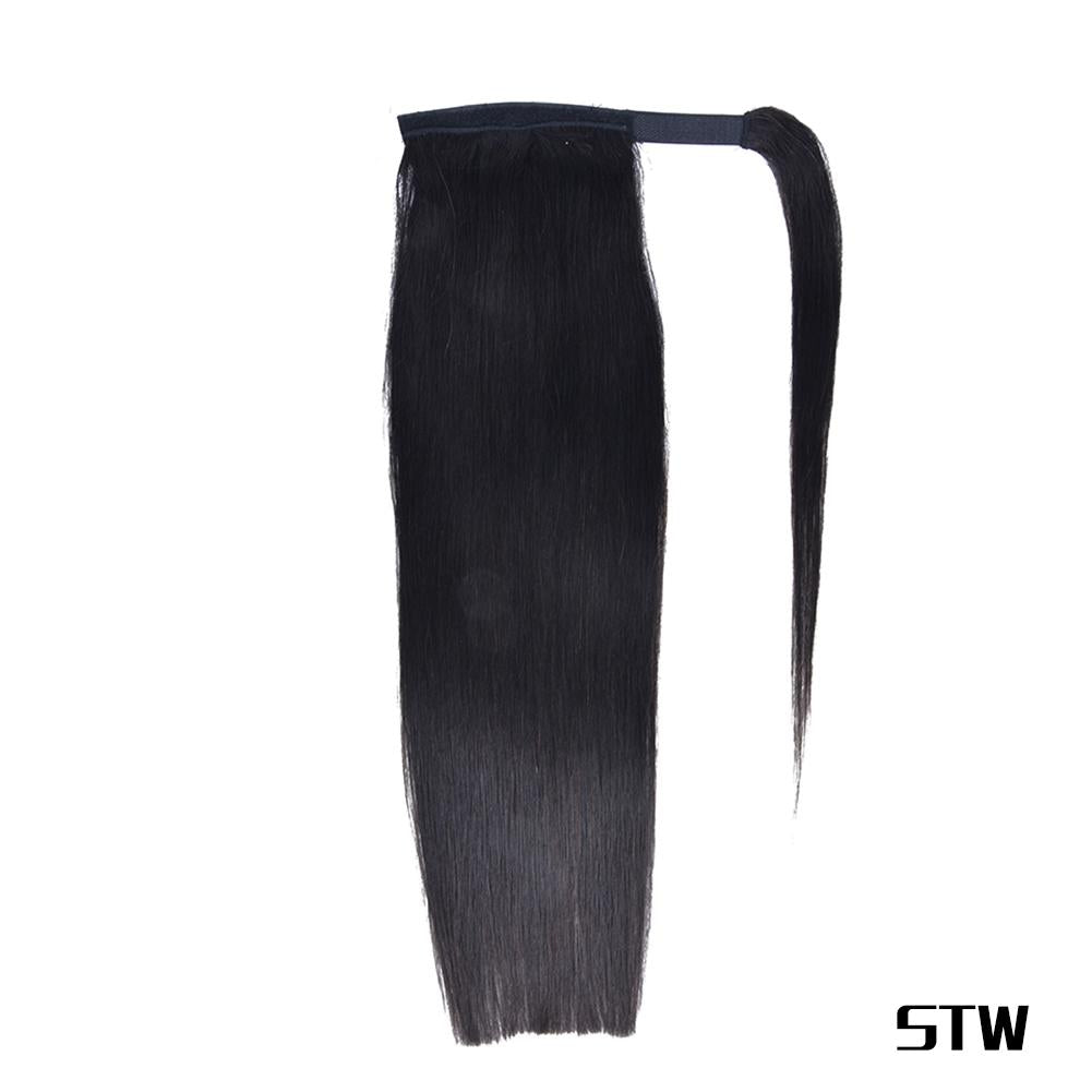 Clip in Human Hair Ponytail Wrap Around Ponytail Hair Extensions ...