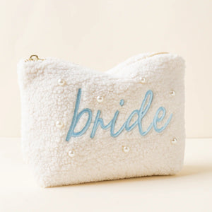 Bride Fuzzy Pouch with Pearls - Caroline & Company