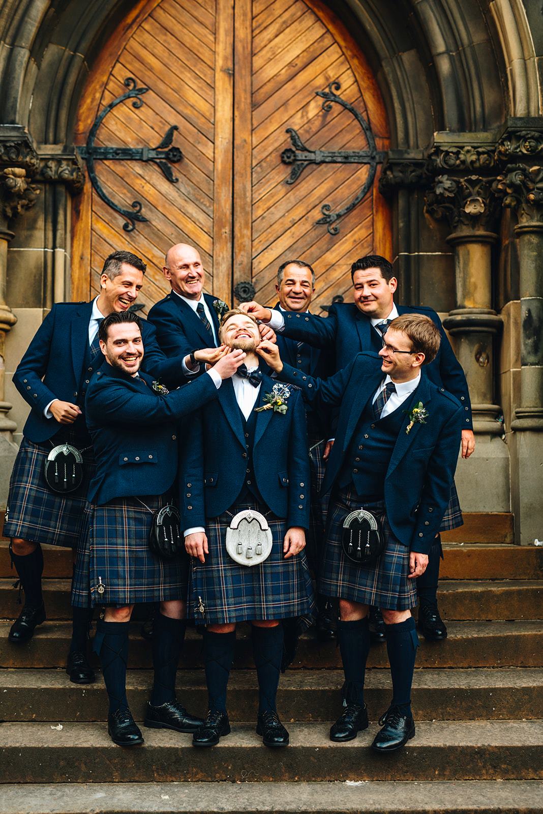 Grooms party in full kilt outfits
