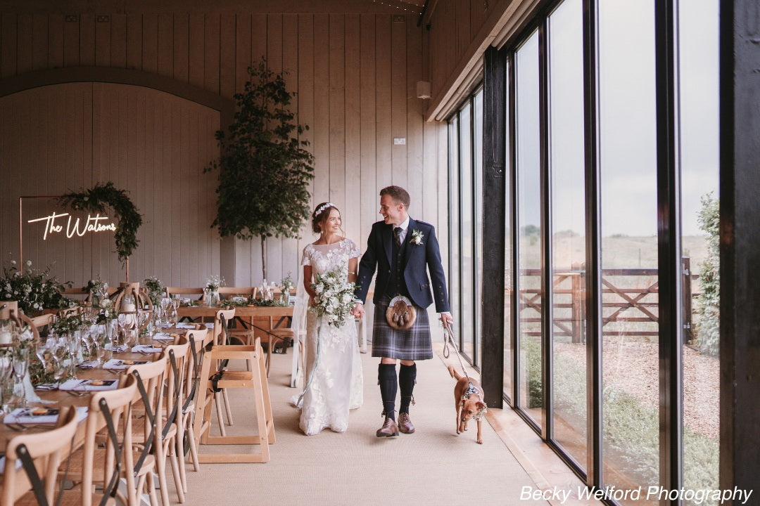 Barn wedding with dogs