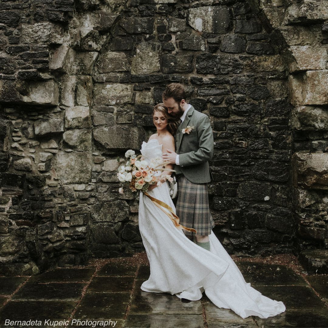 Bride and groom wedding at Scottish castle