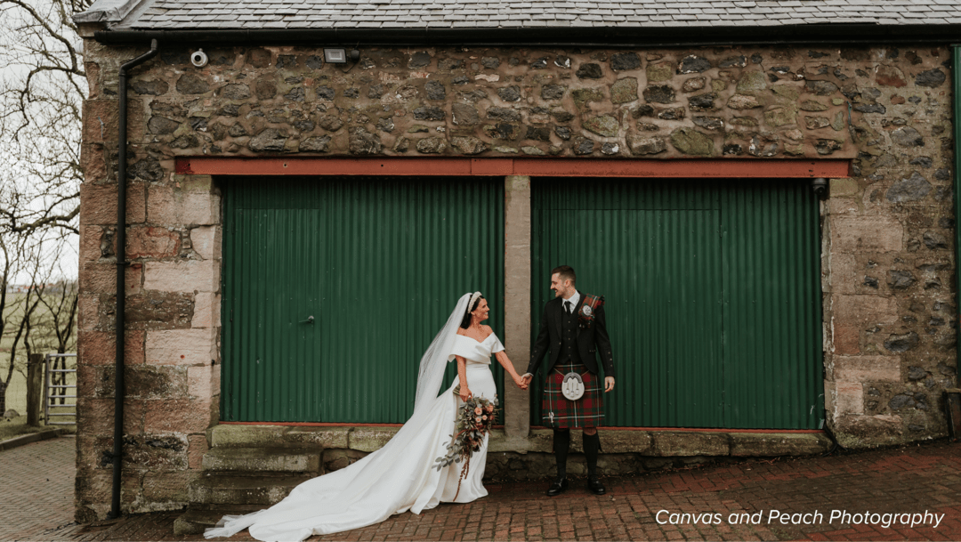 newlyweds at a winter wedding