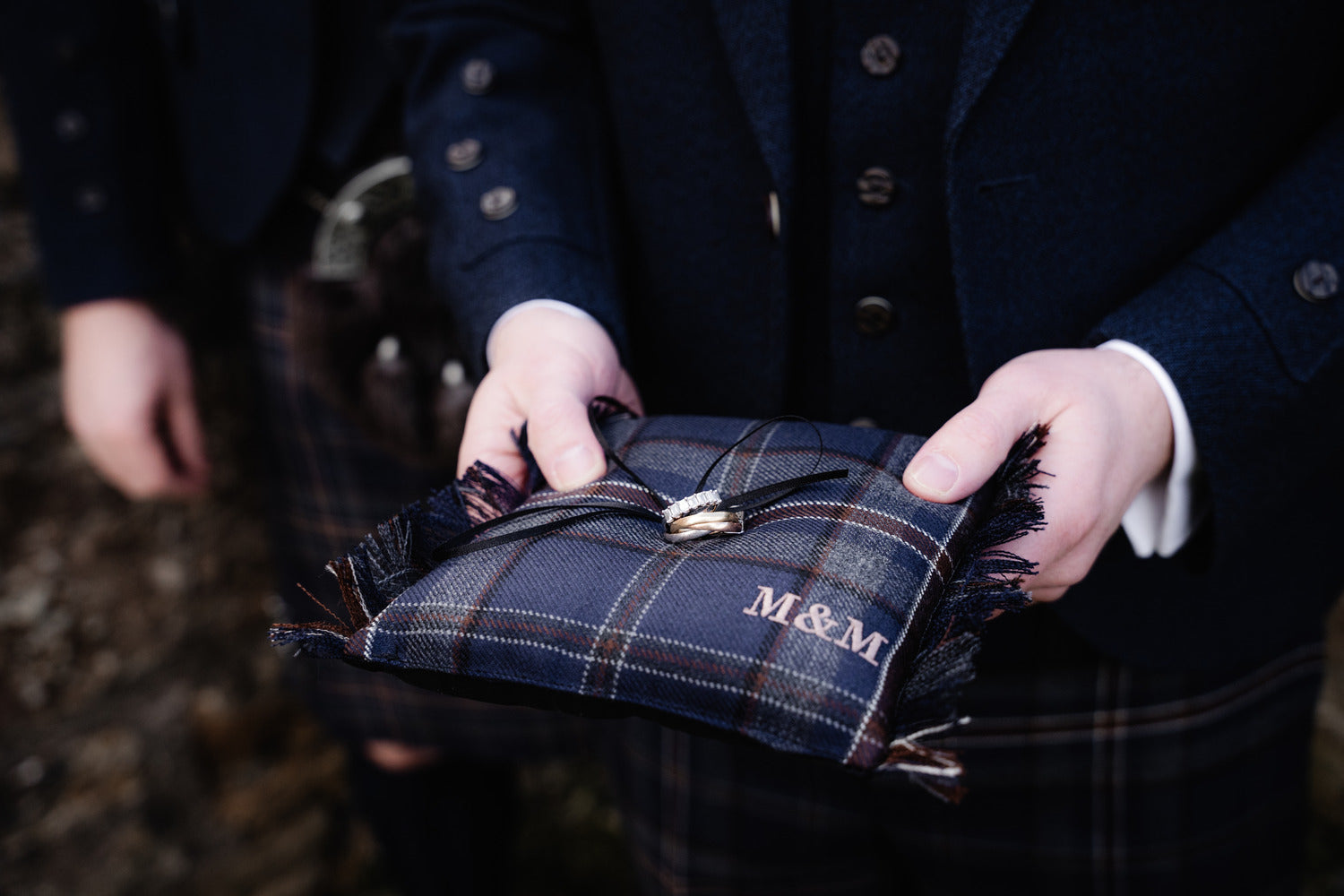 Tartan ring bearer cushion