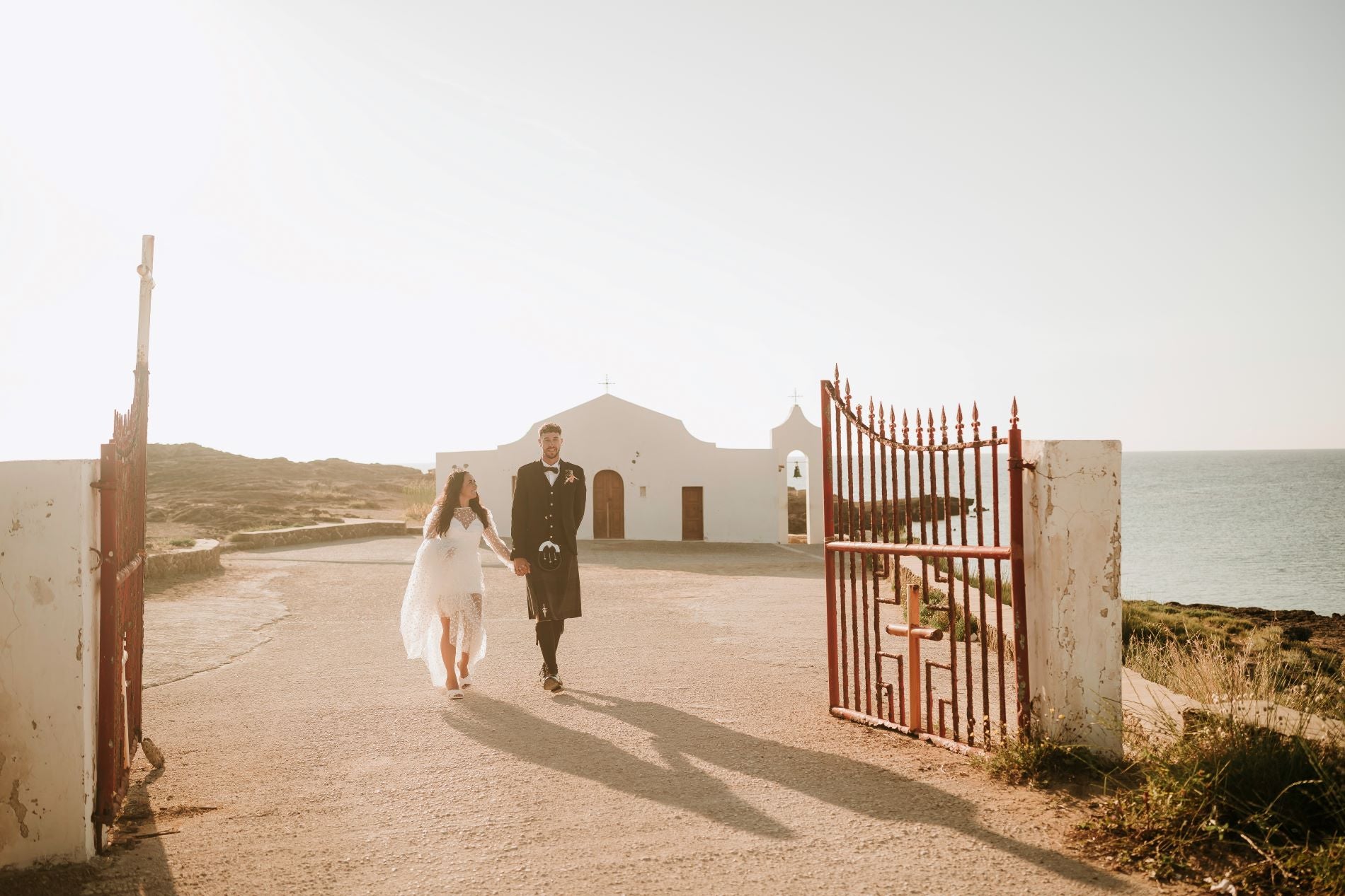 Wedding day in Greece with kilt outfit