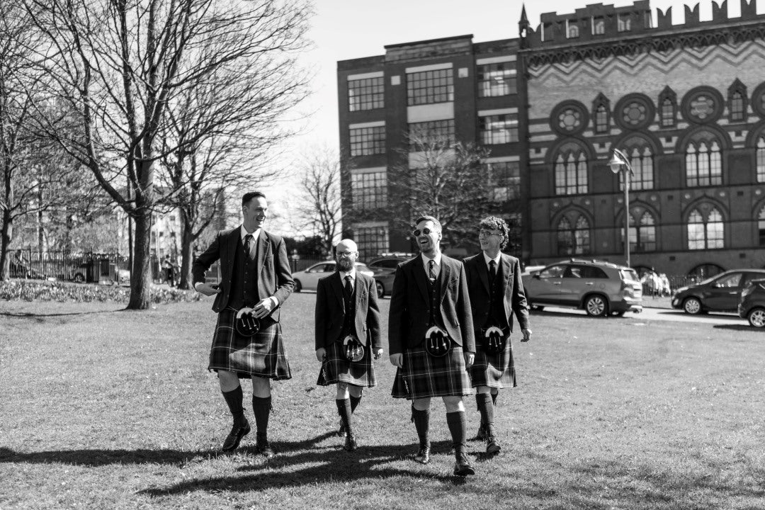 Grooms party wearing kilt outfits