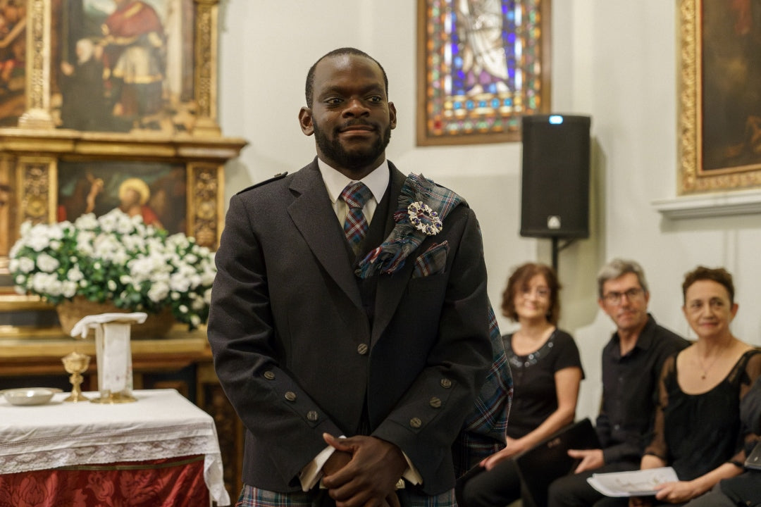 Groom in tartan