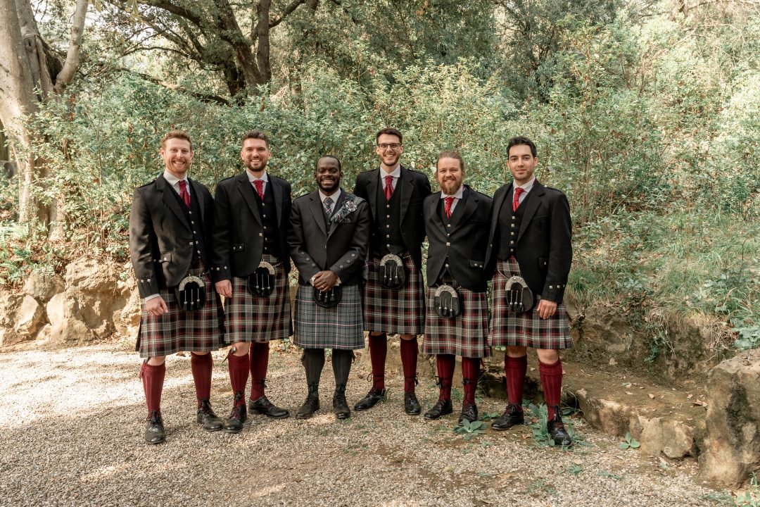 Grooms party wearing kilt outfits