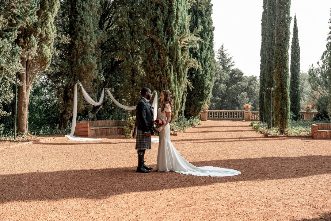 Bride and groom on wedding day