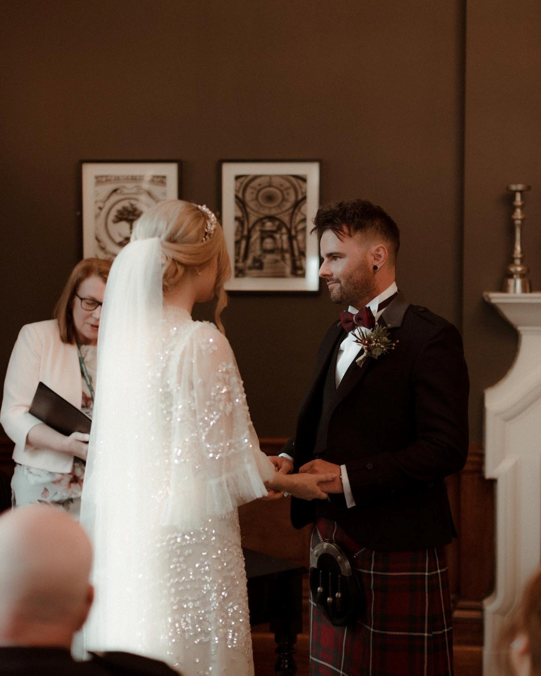 Bride and groom at wedding ceremony