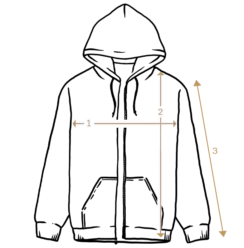 Zip Hoodie Measurement Guide