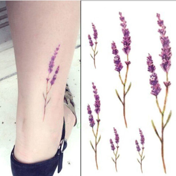 Tatouage Éphémère Femme – Petites Fleurs Violette Lavande– Épaule Dos –  TATOUAGE-FMR