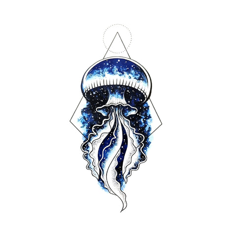 Tatouage Éphémère Femme Homme - Méduse Bleue - Bras Épaule Dos Poignet Pieds