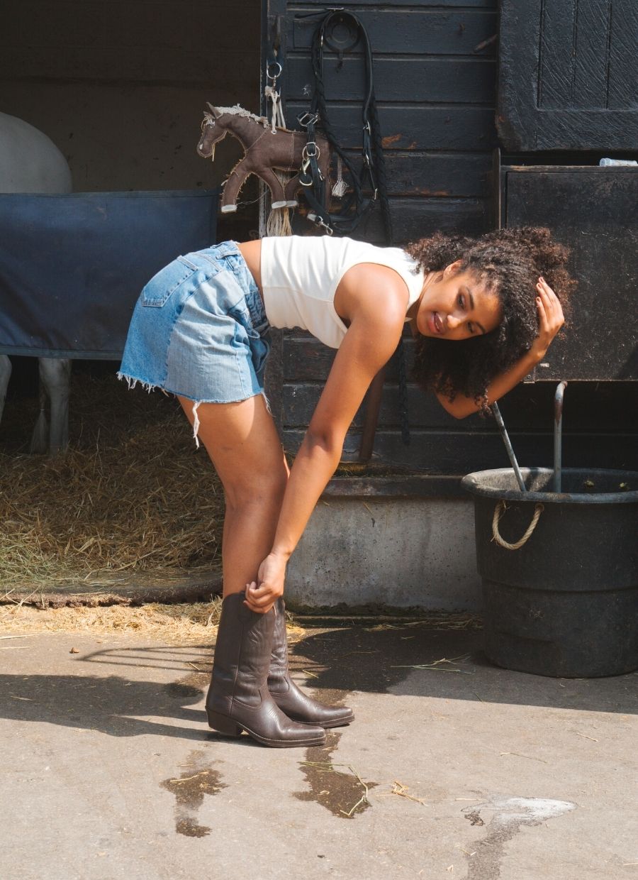 Cowgirl Boot Crop Top - Off-White