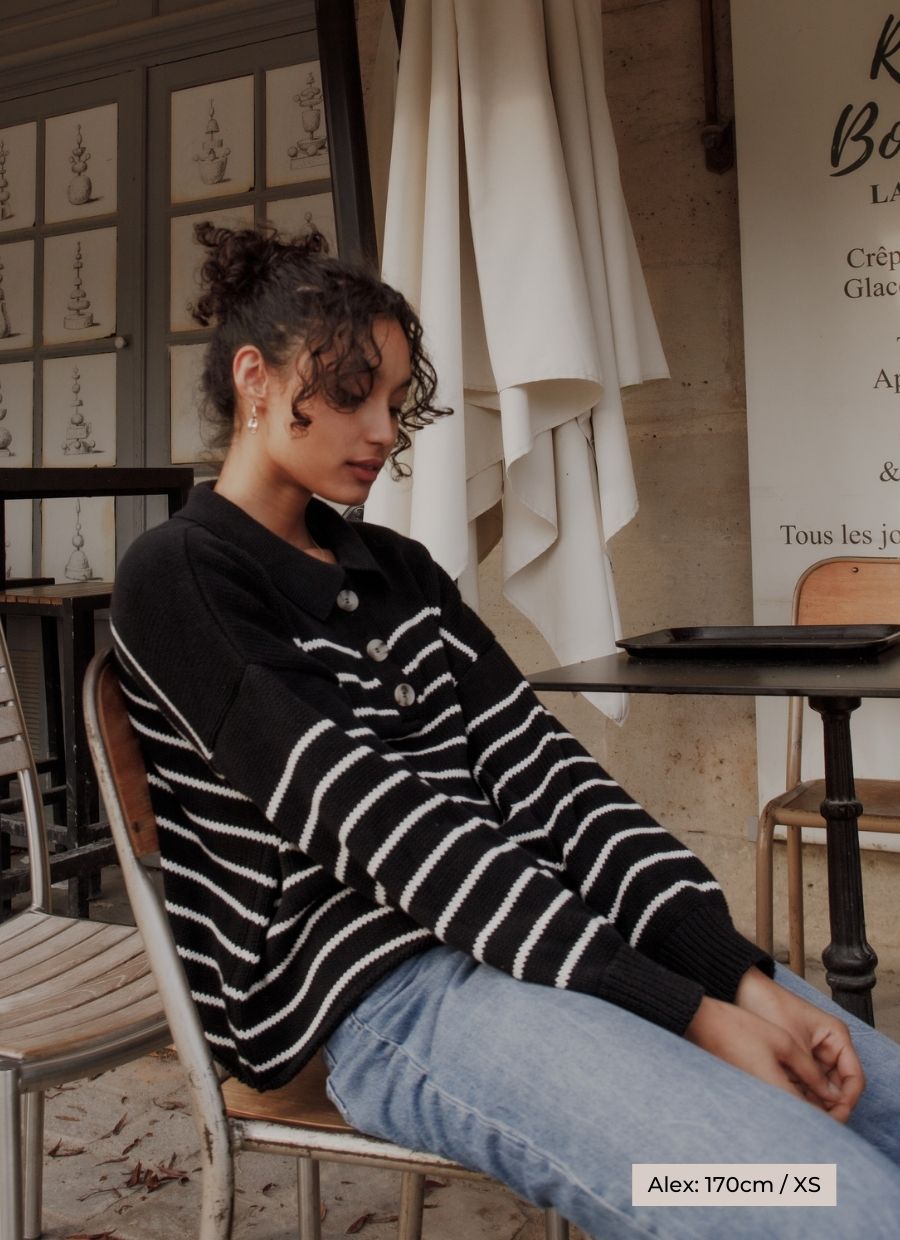 Elise Knit Sweater - Black & White Striped