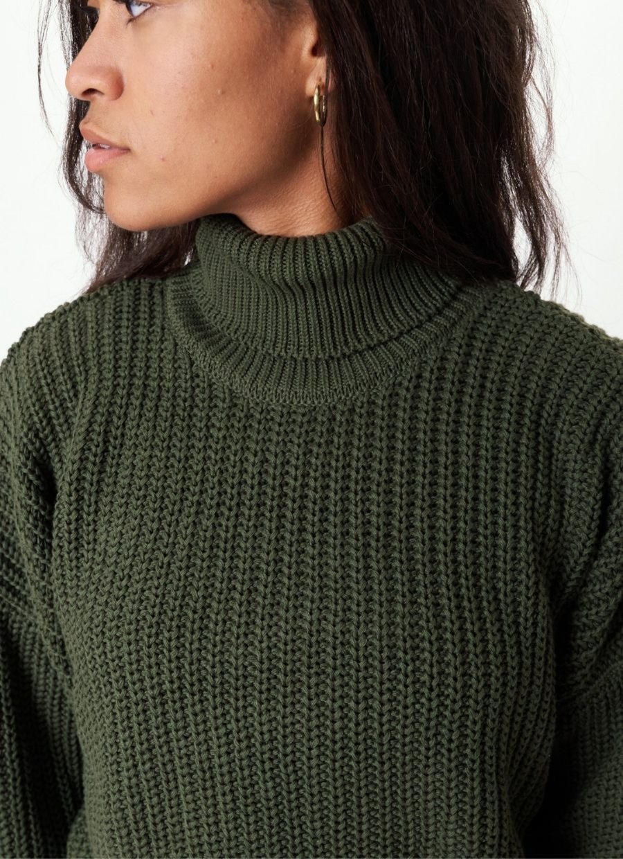 Penelope Turtleneck Knit Sweater - Forest Green