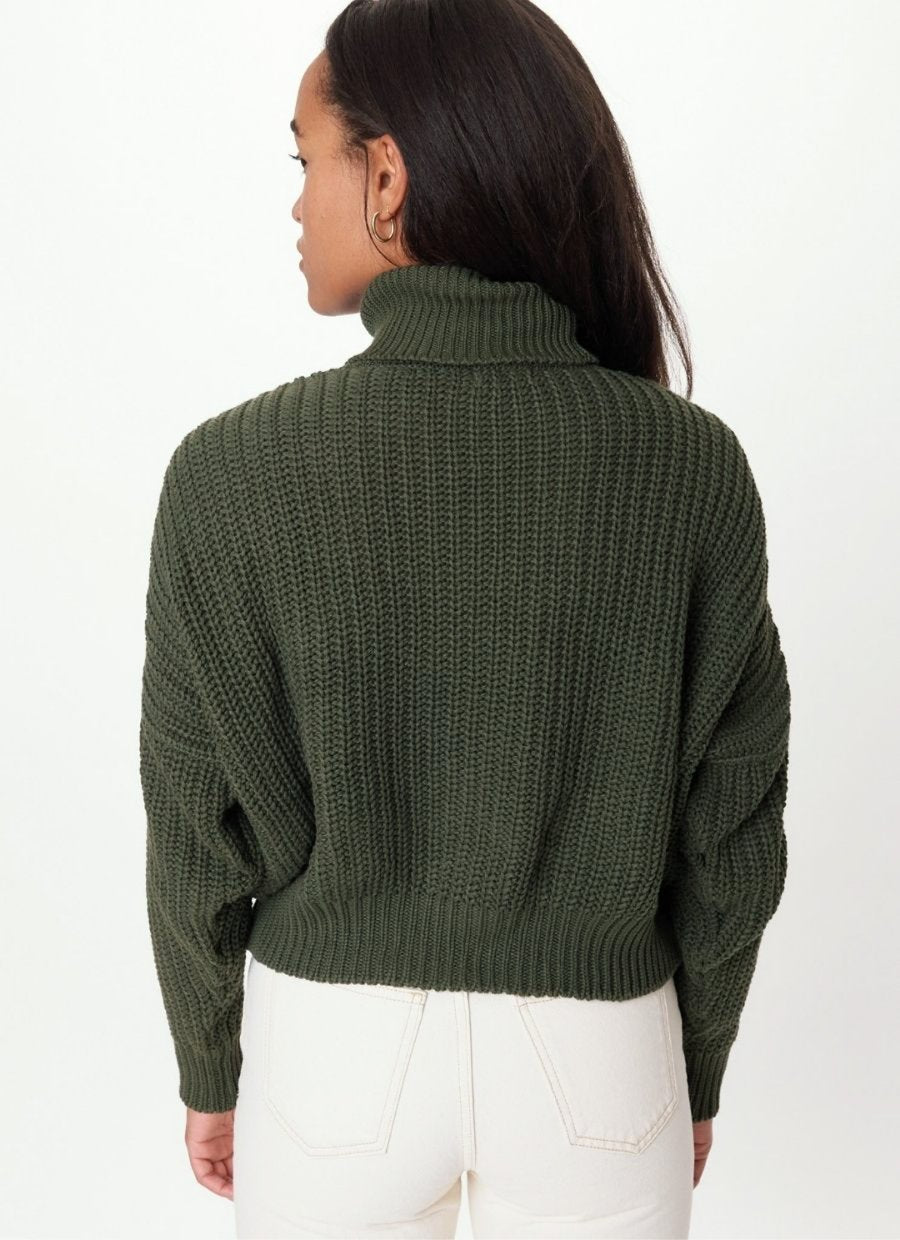 Penelope Turtleneck Knit Sweater - Forest Green