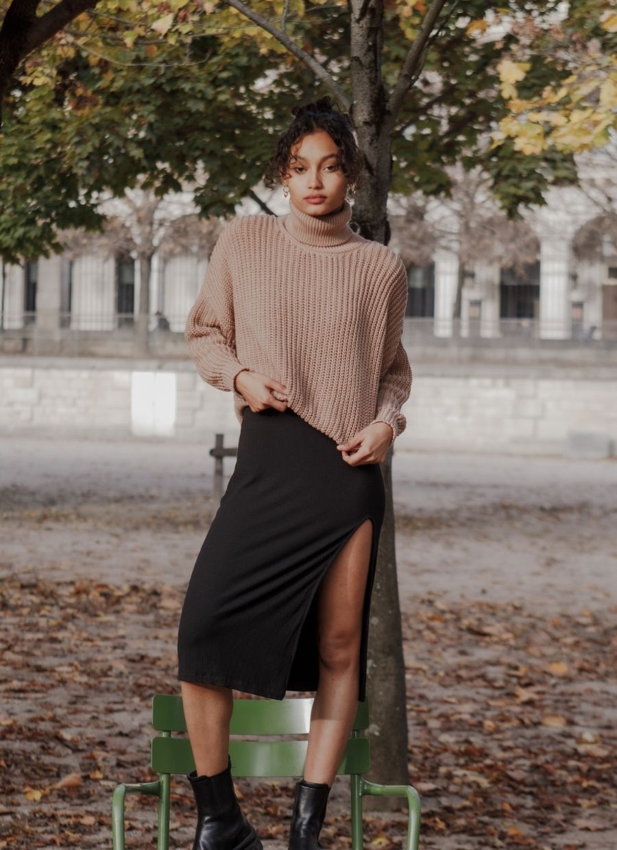 Penelope Turtleneck Knit Sweater - Mocha