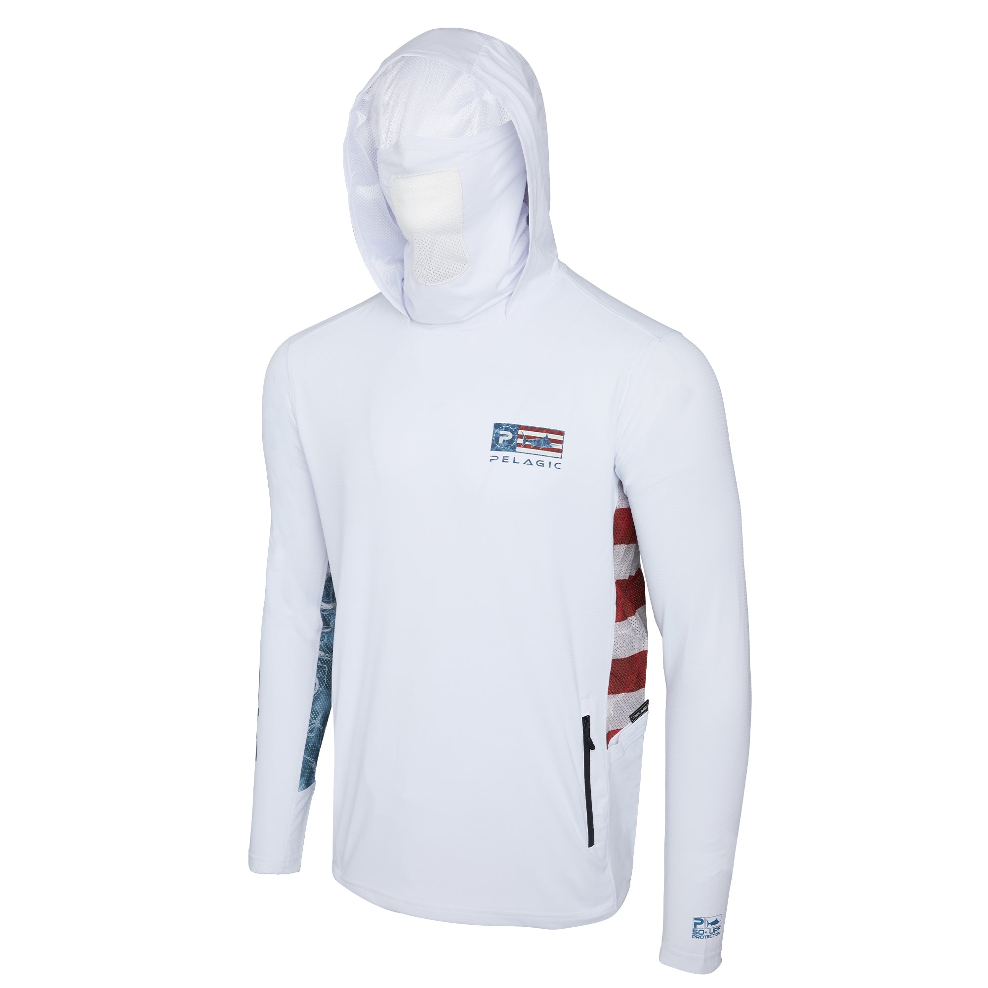 Performance Long Sleeve Fishing Shirt with Mask and Hood - Contour - White - XX-Large