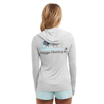 Ws Aquatek Sail N Script Ws Hooded Fishing Shirt