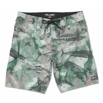 Pelagic Women's Green Dorado Shorts Fishing Swimming Board Shorts Size L  38x7.5