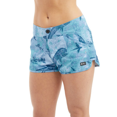 Pelagic Women's Green Dorado Shorts Fishing Swimming Board Shorts Size L  38x7.5