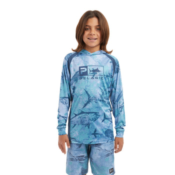 Реглан Pelagic Vaportek Hooded Fishing Shirt M к:blue (арт