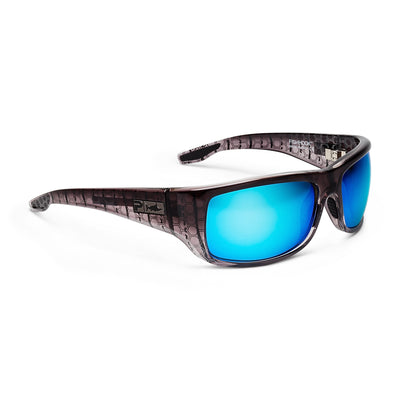 Pelagic Fish Hook Polarized Sunglasses Matte Black (Blue Mirror Poly)