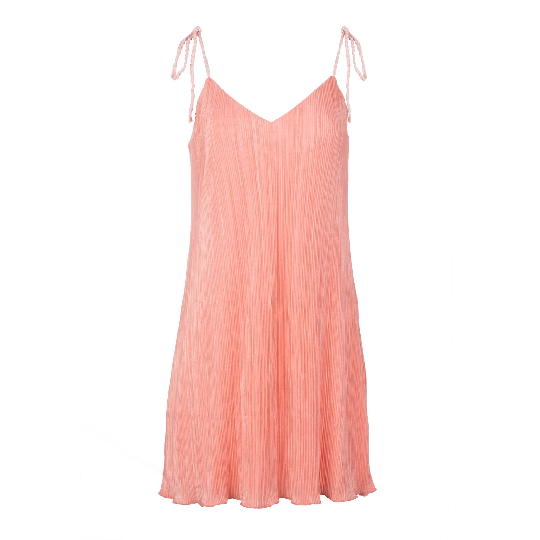 Mini Pleated Tie Strap Dress