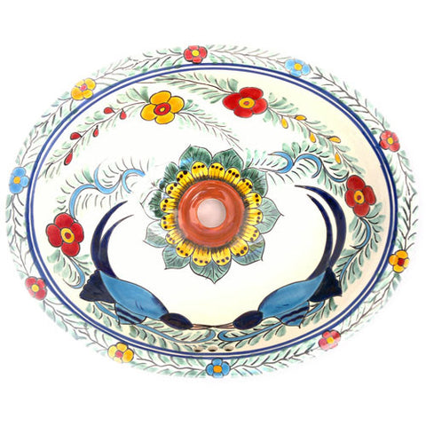 Traditional Mexican Sink-Girasol Y Aves – Mexican Tile Designs