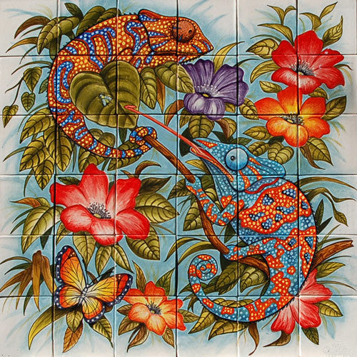 Mexican Style Mural - Camaleones – Mexican Tile Designs