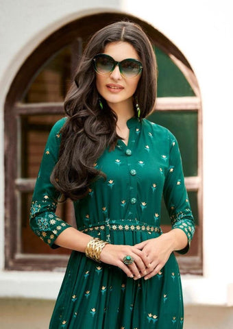Aangan of India comfortable green maxi dress for fall, bridesmaids, wedding, parties and Diwali