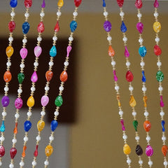 Aangan of India Beaded Curtains - colorful glass bohemian hippie beads can be used as a sun catcher. 