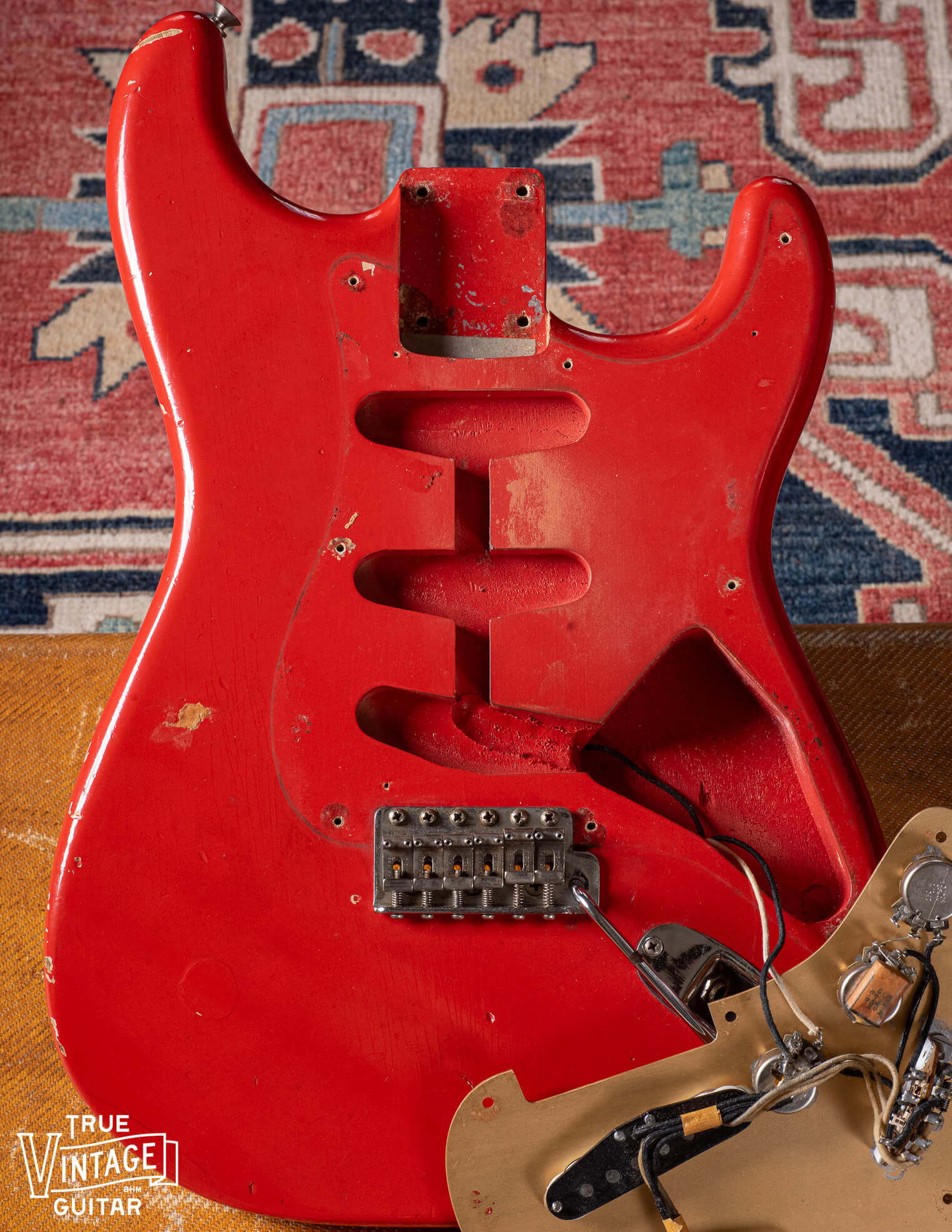 1957 Stratocaster Red pickup cavities