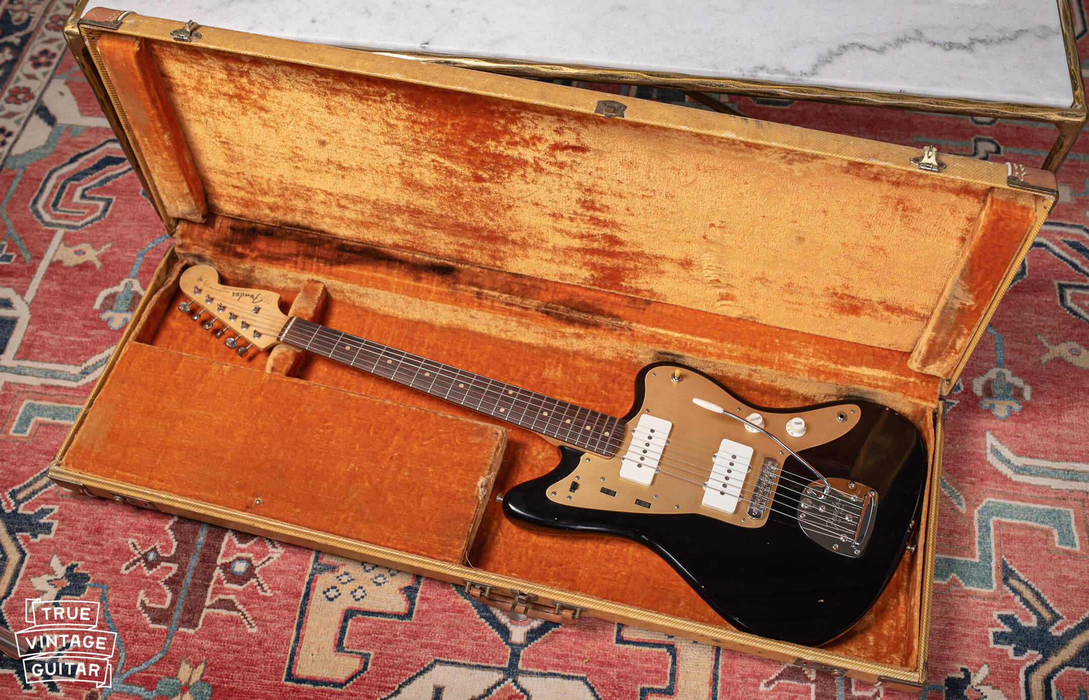 1959 Fender Jazzmaster guitar in Black finish with gold pickguard