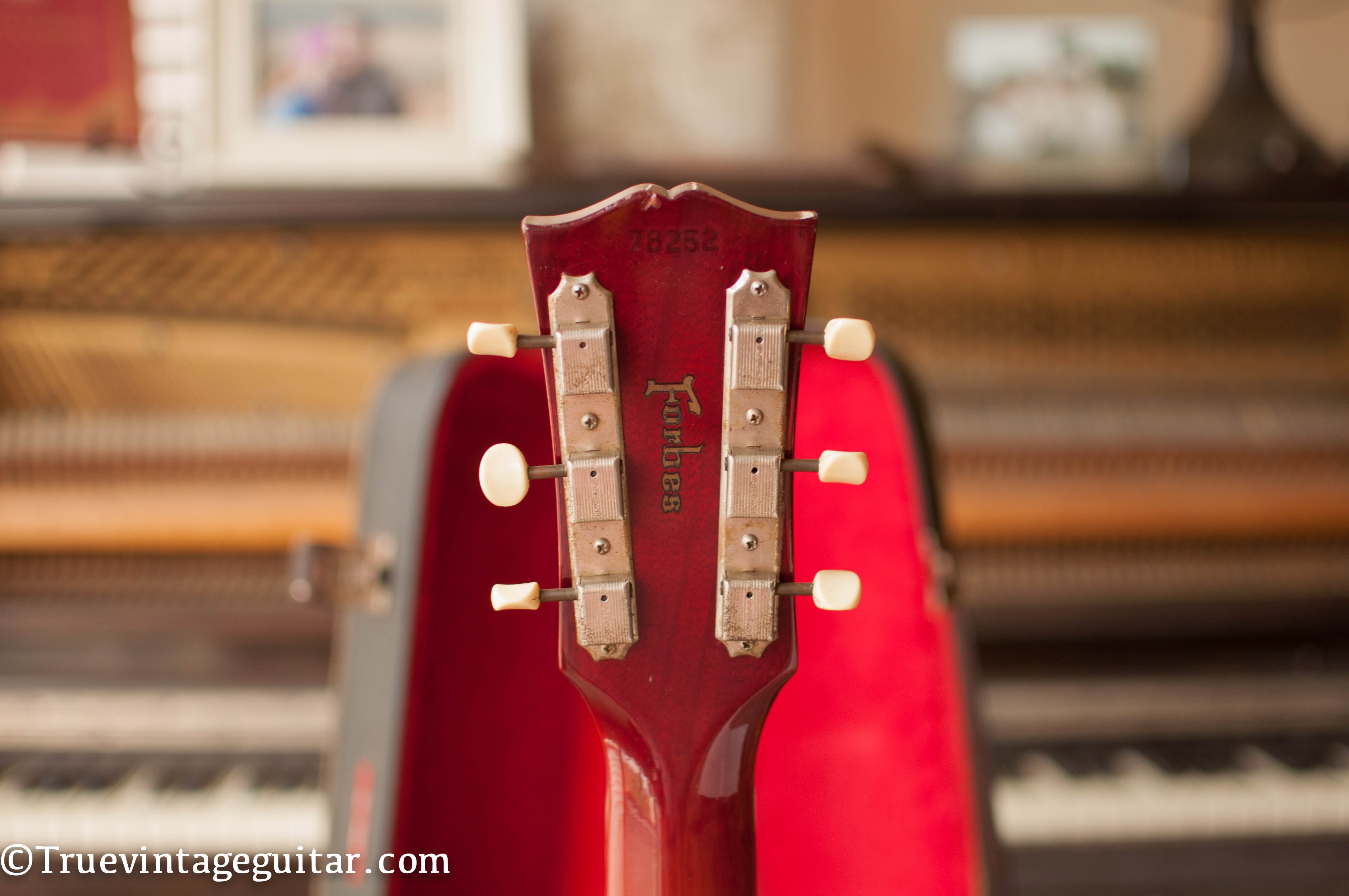 Gibson guitar Forbes sticker on neck headstock