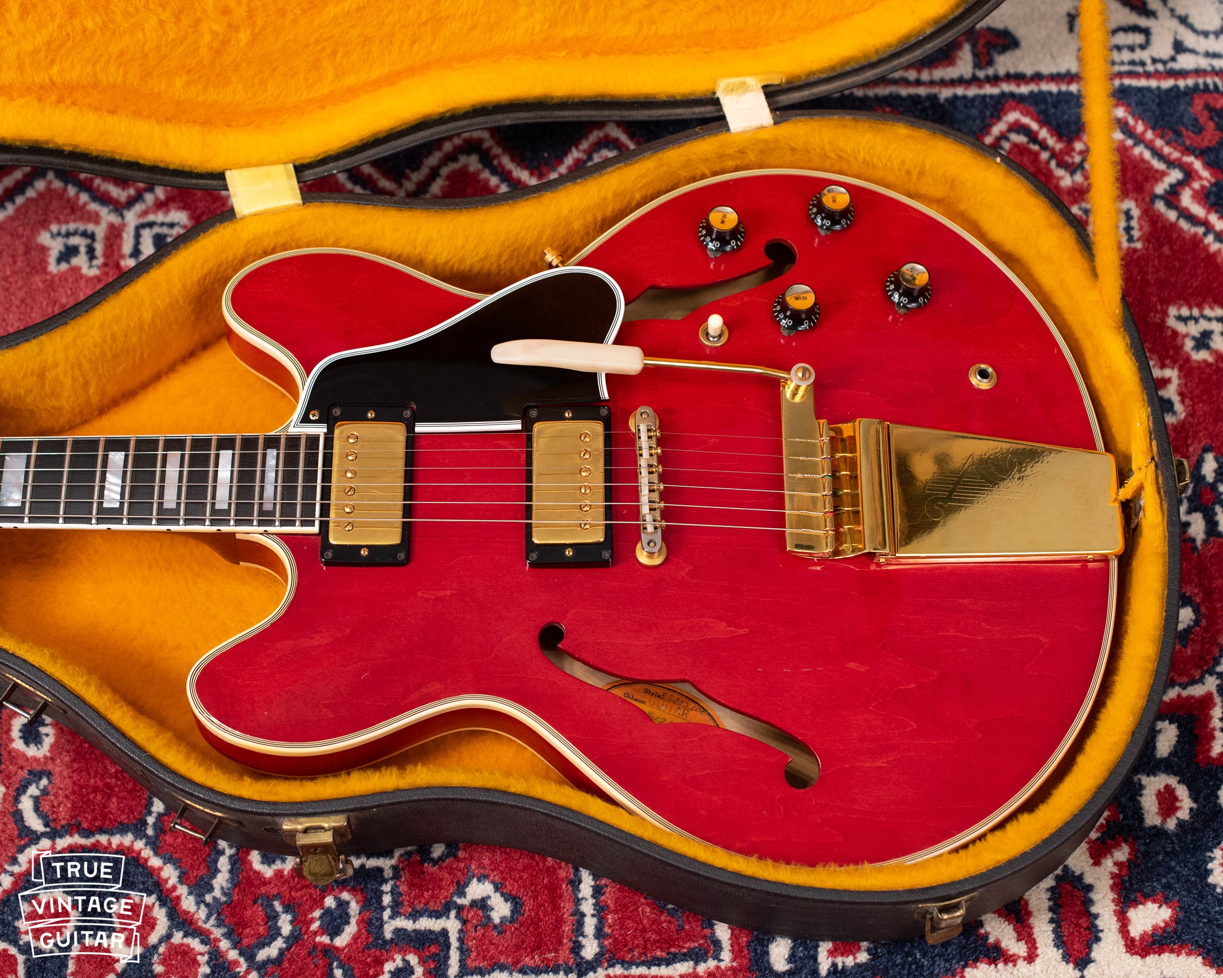 1960s Gibson red guitar f holes vintage
