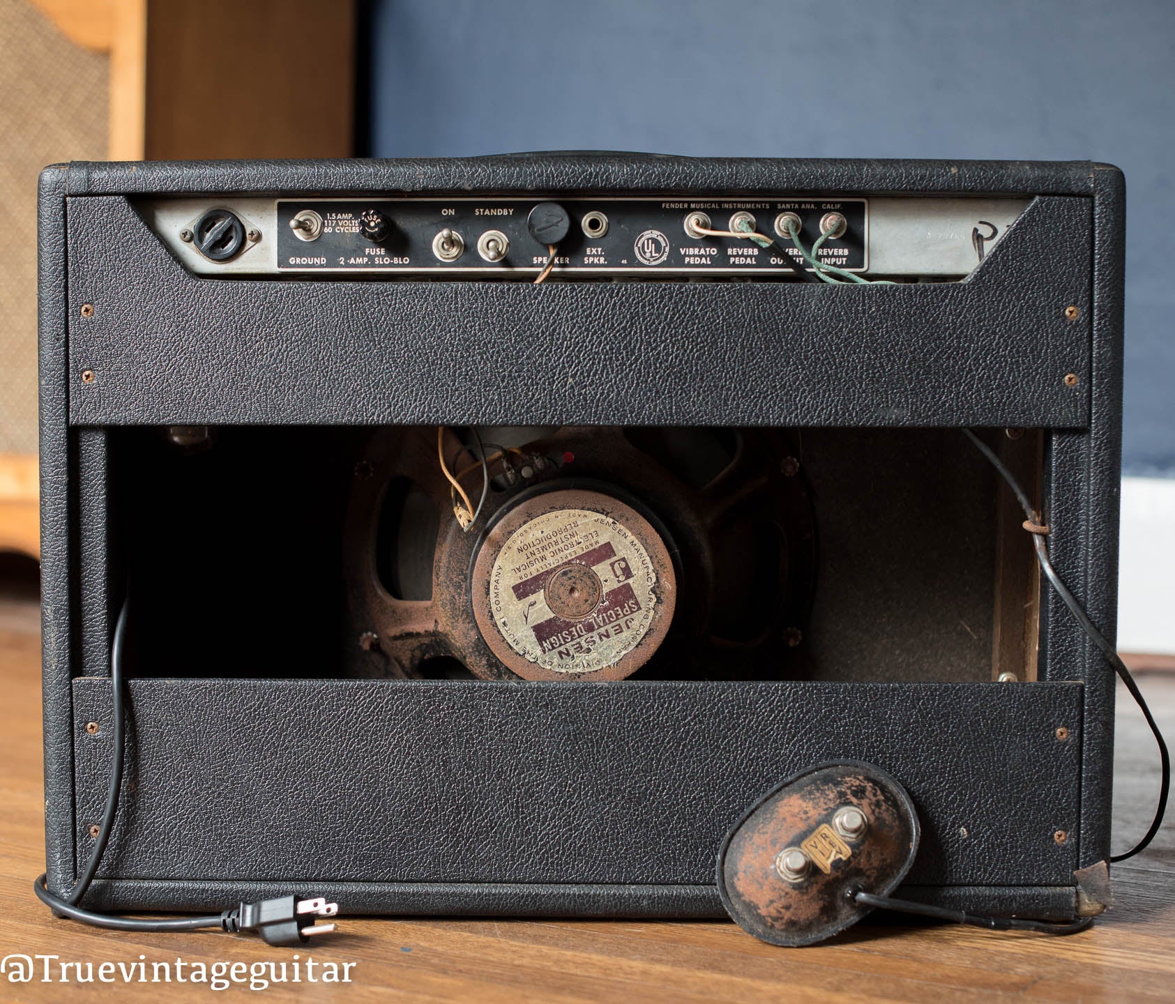 1969 Fender Deluxe Reverb Amp, back, Jensen C12R speaker