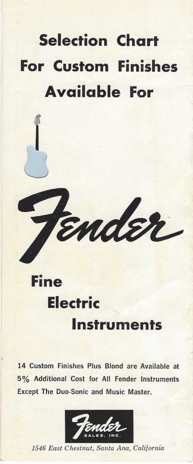 Fender Colour Chart