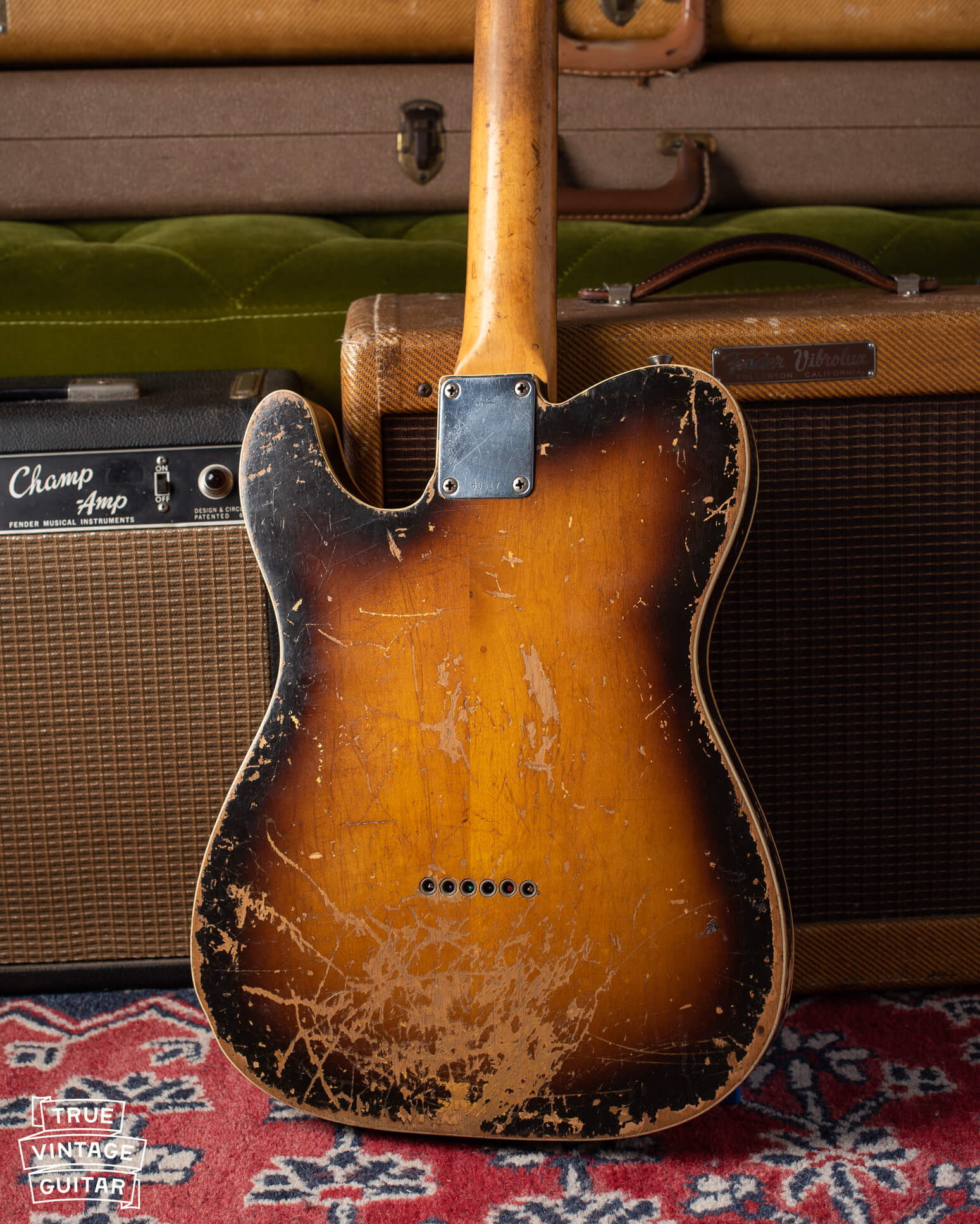 Back of the body of the 1960 Fender Esquire Custom guitar