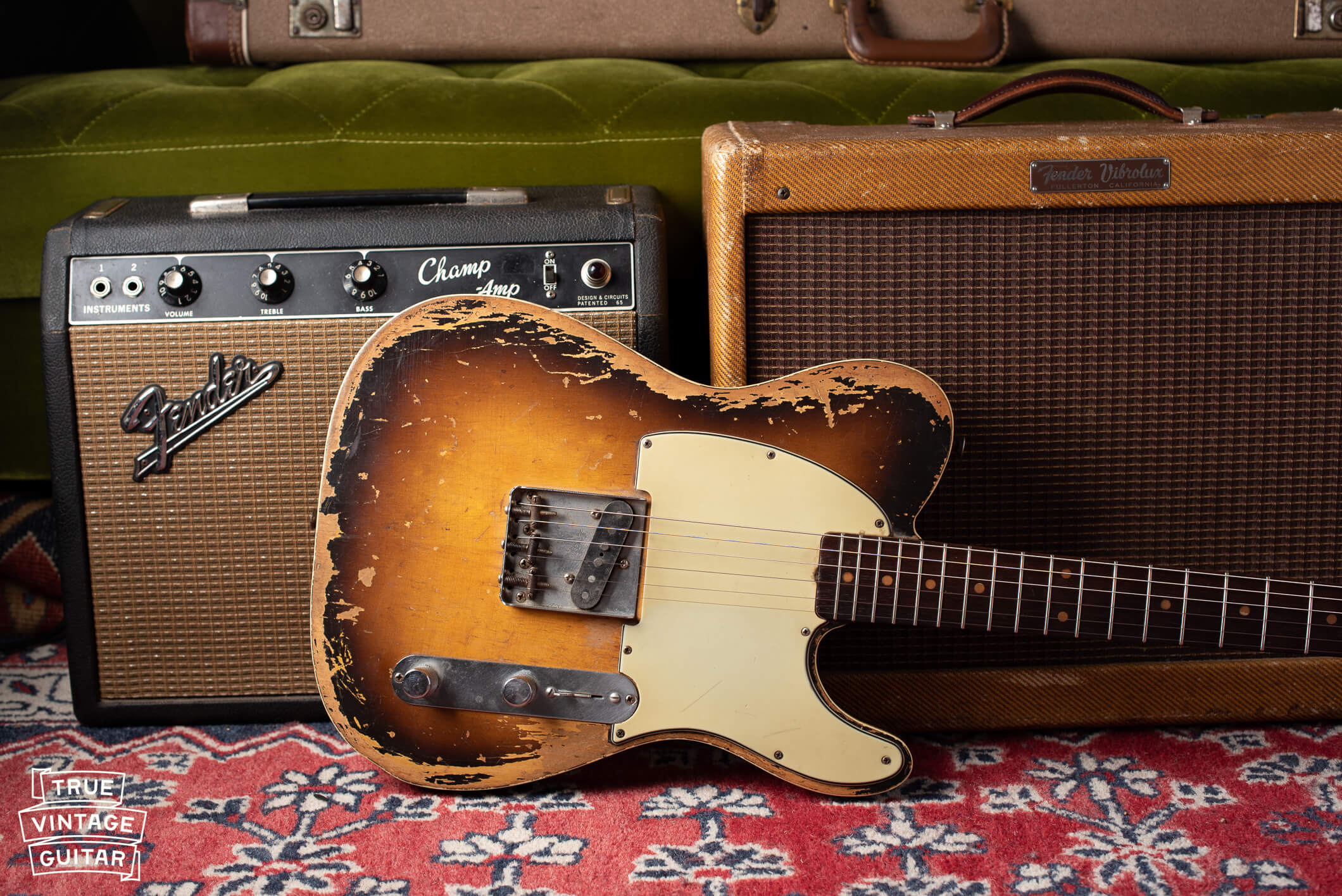 1960 Fender Esquire Custom with double edge binding, Sunburst finish, and one pickup in the bridge position.