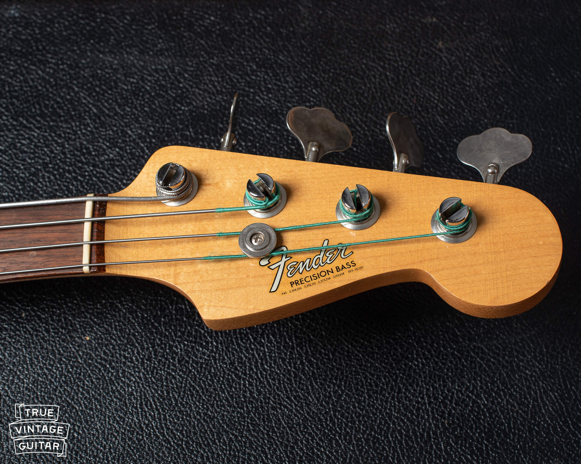 1966 Fender Precision Bass headstock and logo