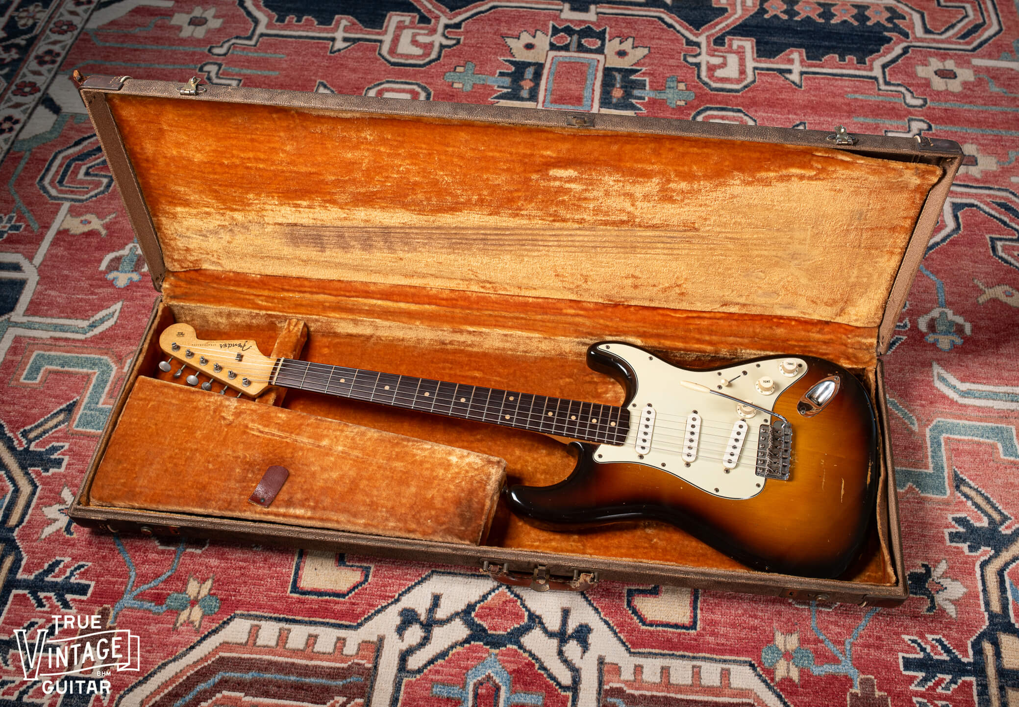 1959 Fender Stratocaster with Sunburst finish, rosewood fretboard, and three layer nitrate pickguard