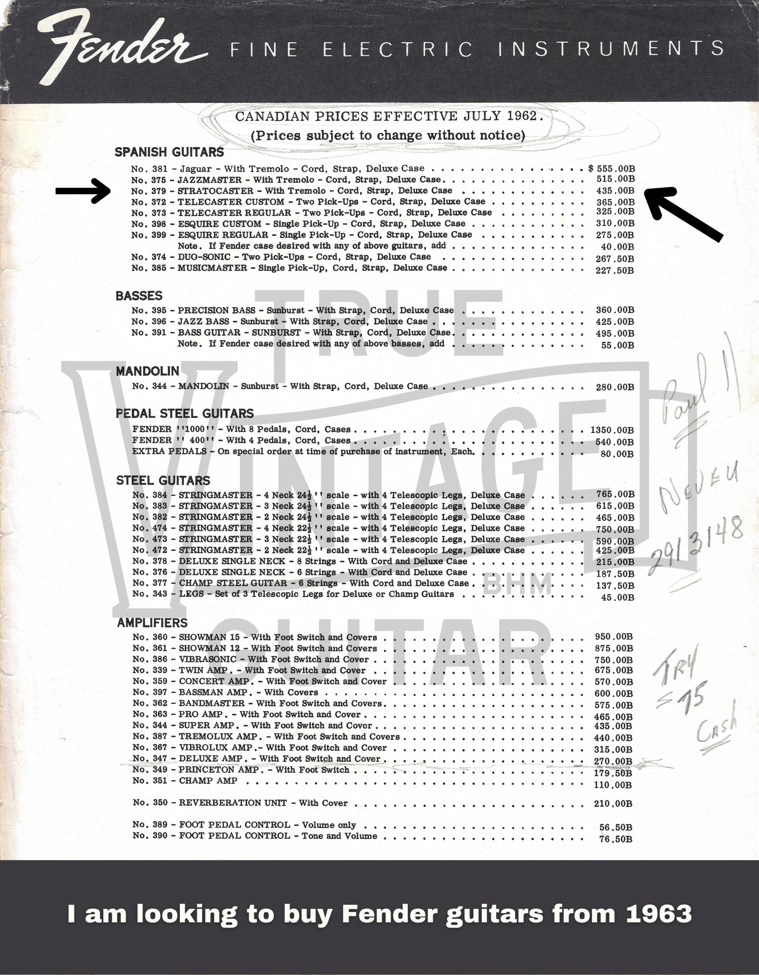 Fender Stratocaster Price In 1963