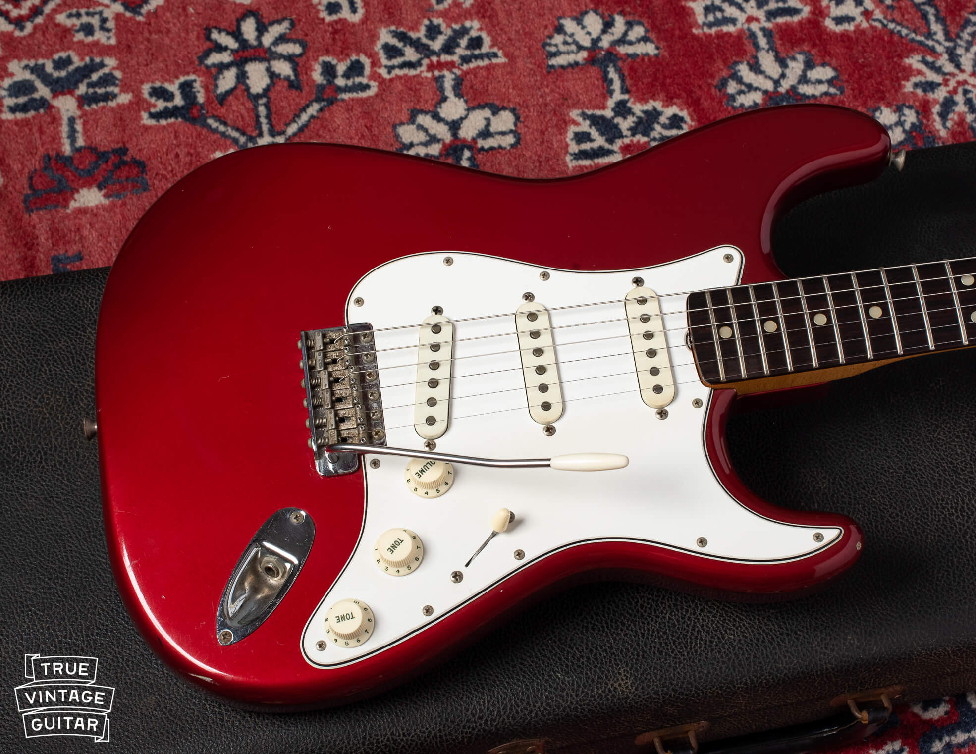 1965 Fender Stratocaster with custom color Candy Apple Red metallic finish