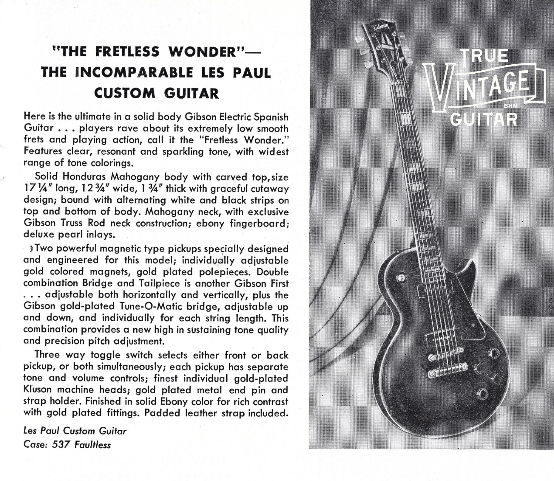Gibson Les Paul Custom catalog scan from 1955