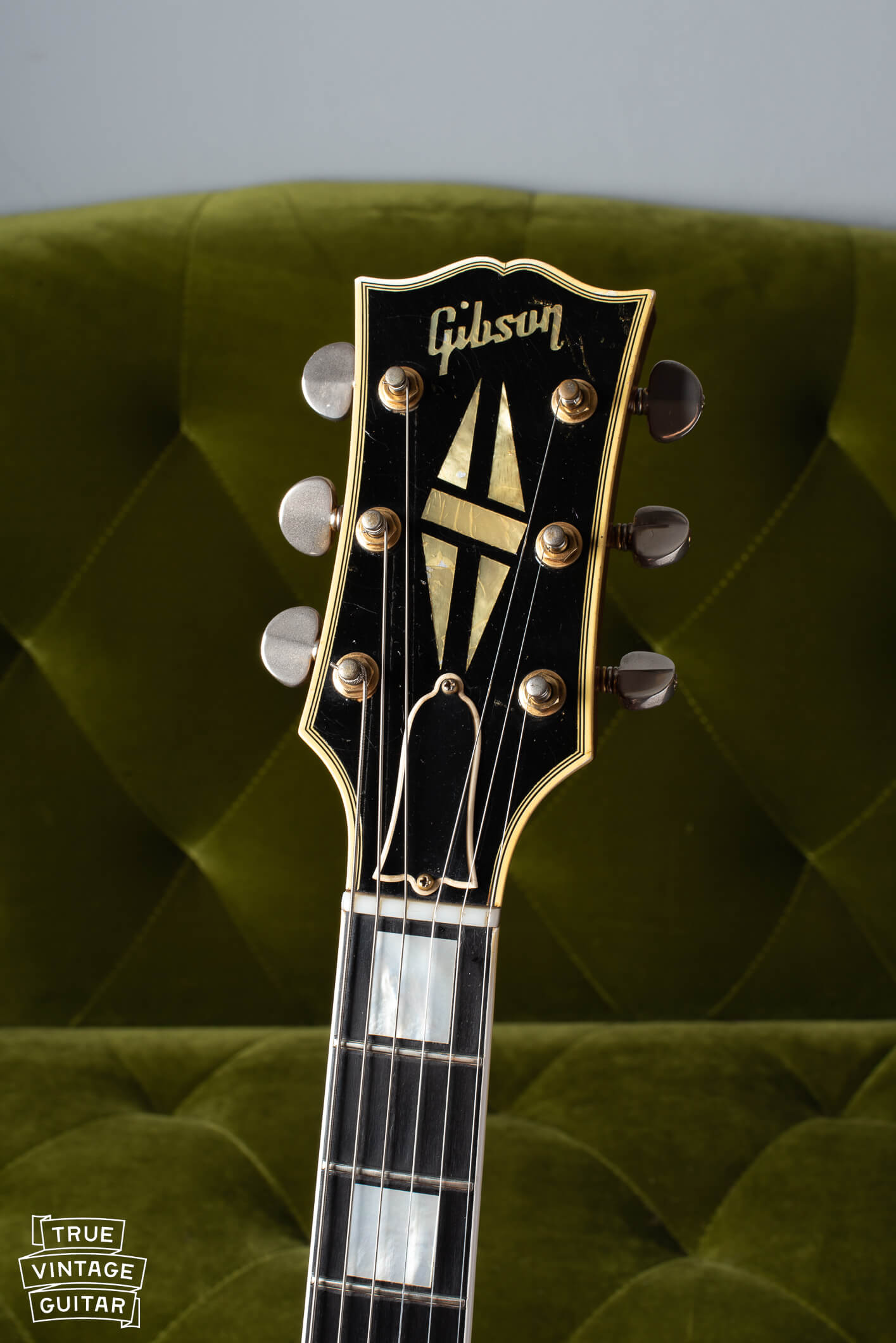 1959 Gibson ES-355 headstock with pearl inlay