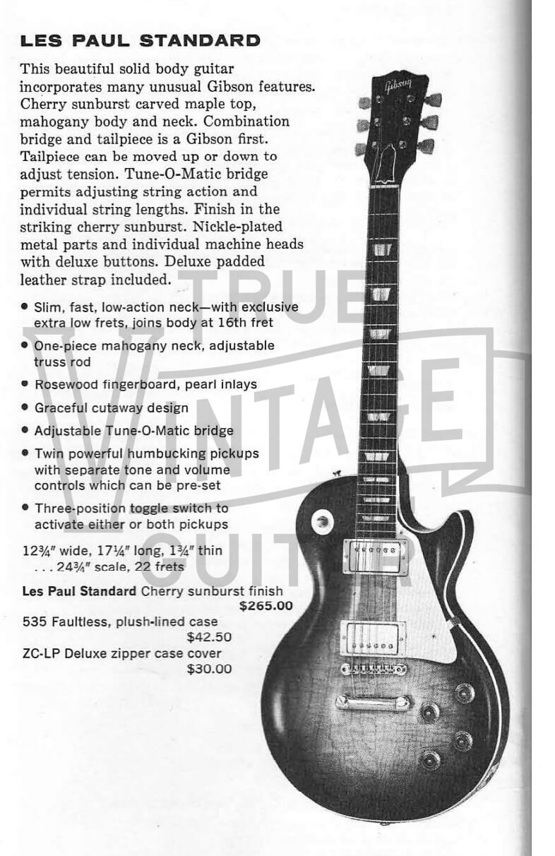 1960 Gibson Les Paul Standard Sunburst price in 1960