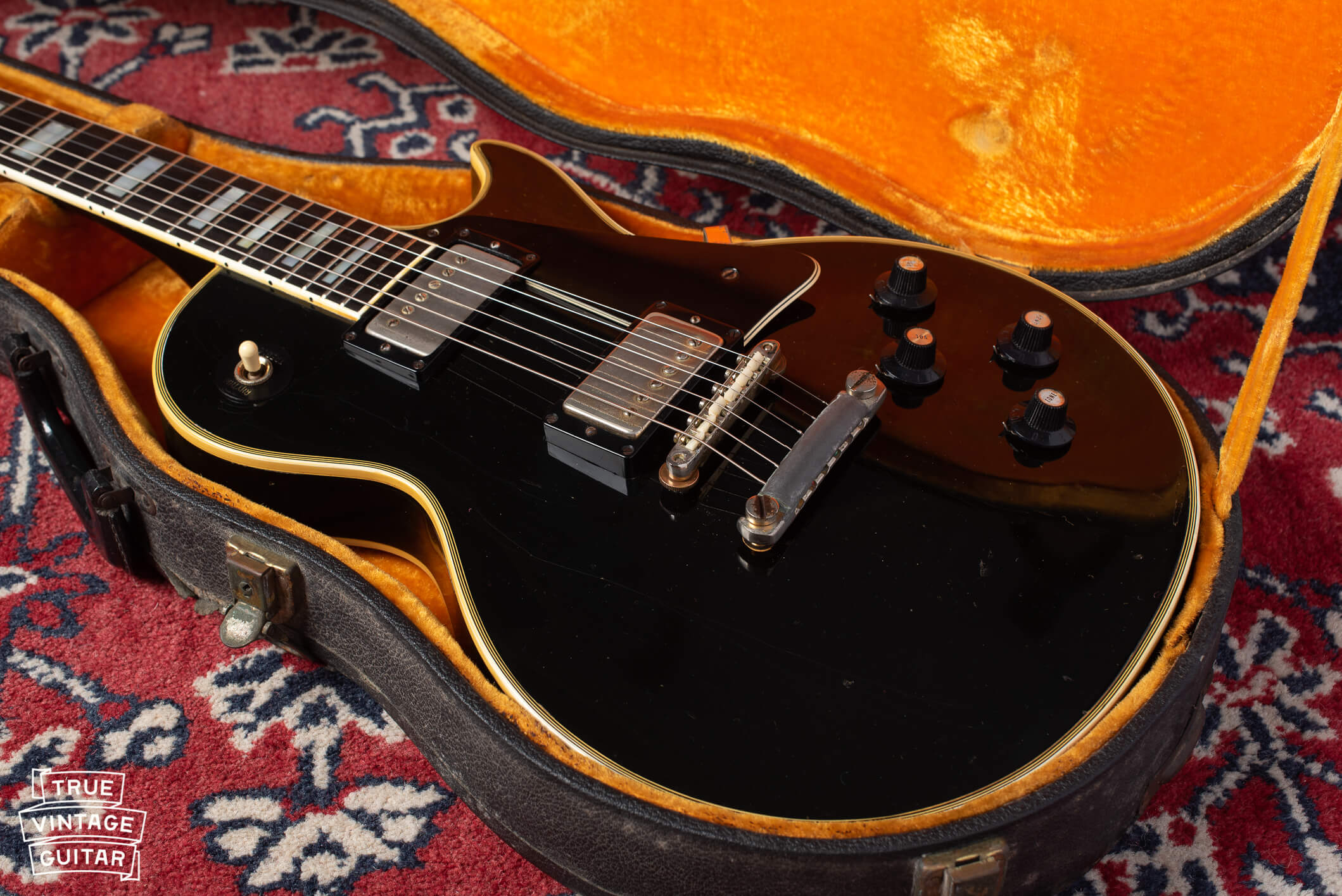 Black Gibson Les Paul Custom guitar 1960s