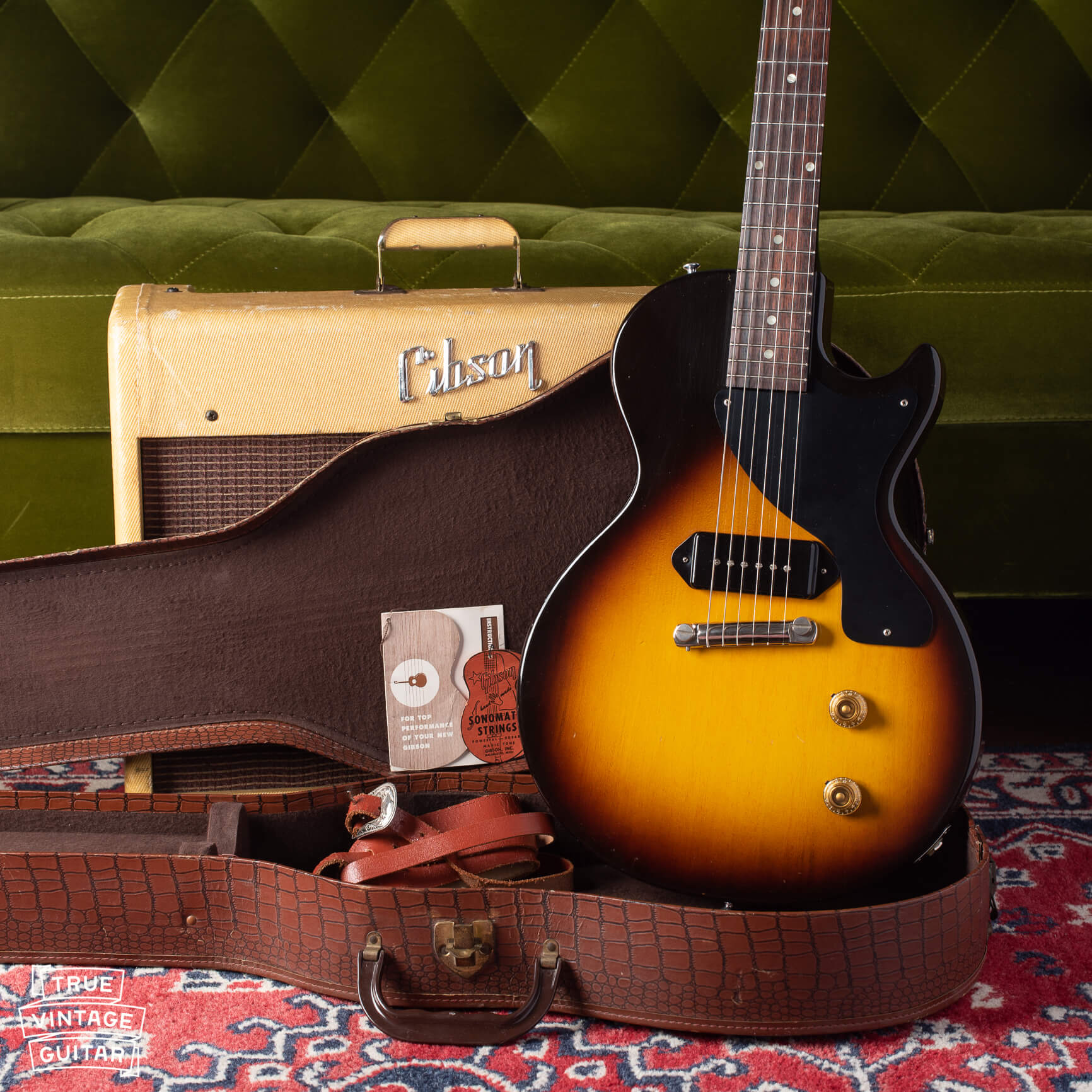 1959 Gibson Les Paul guitar with matching amplifier